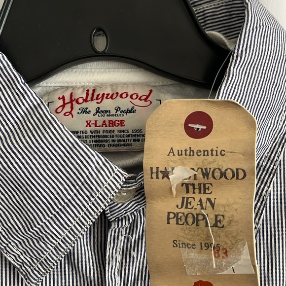 Vintage style button-up work shirt with sewn-in undershirt, XL - Picture 3 of 9